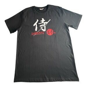 Samurai Men's  Black‎ T-Shirt Japanese Cotton Tee Samurai Size  XXL